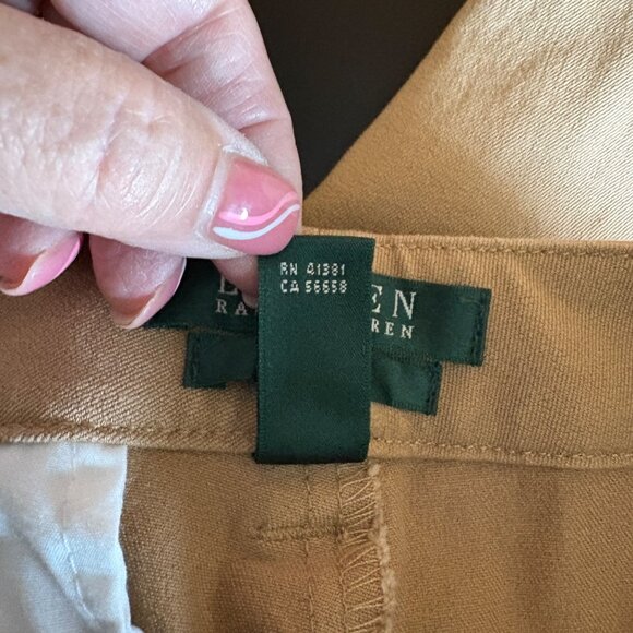 Lauren Ralph Lauren Adelle Womens Tan Trousers Size 6 Straight Leg Pants Stretch - Picture 6 of 9